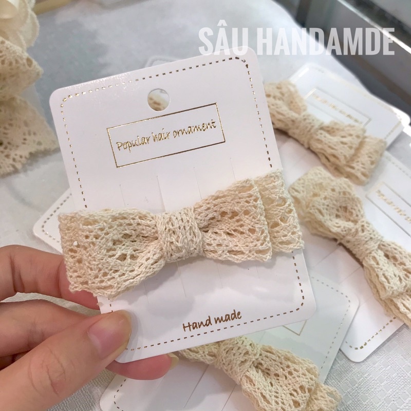 Kẹp tóc nơ ren handmade Hàn Quốc