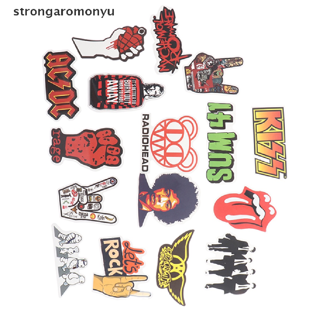 Set 50 Miếng Dán Graffiti Hình Ban Nhạc Rock Trang Trí Laptop Ván Trượt Hành Lý
