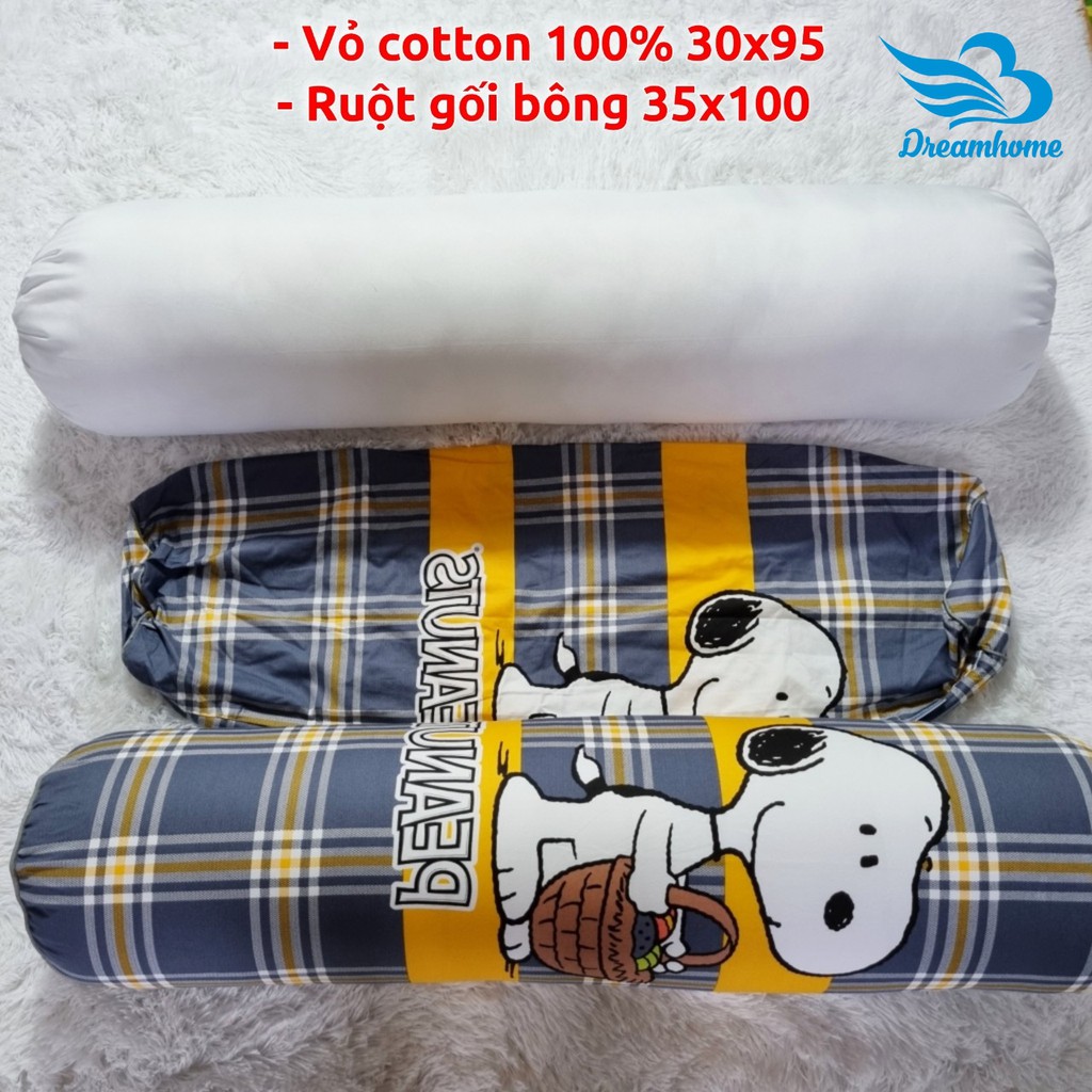 Gối ôm cotton 100% dài 95cm khóa kéo, gối ôm hình thú cho bé ôm ngủ dài đẹp Dreamhomebedding