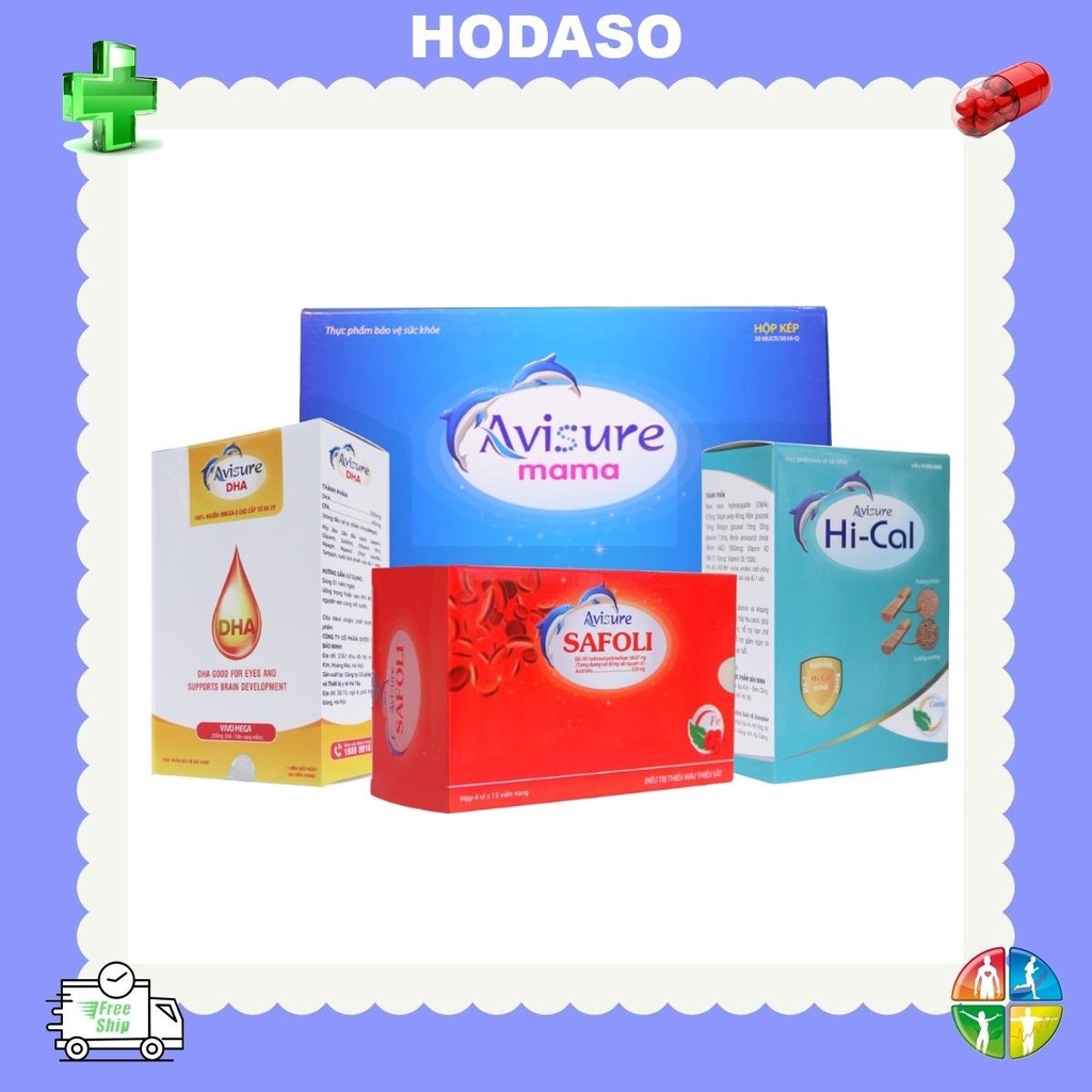 Combo bà bầu Avisure safoli Avisure mama Avisure hical và DHA Bổ bầu Bổ sung Canxi Vitamin DHA Khoáng chất tổng hợp