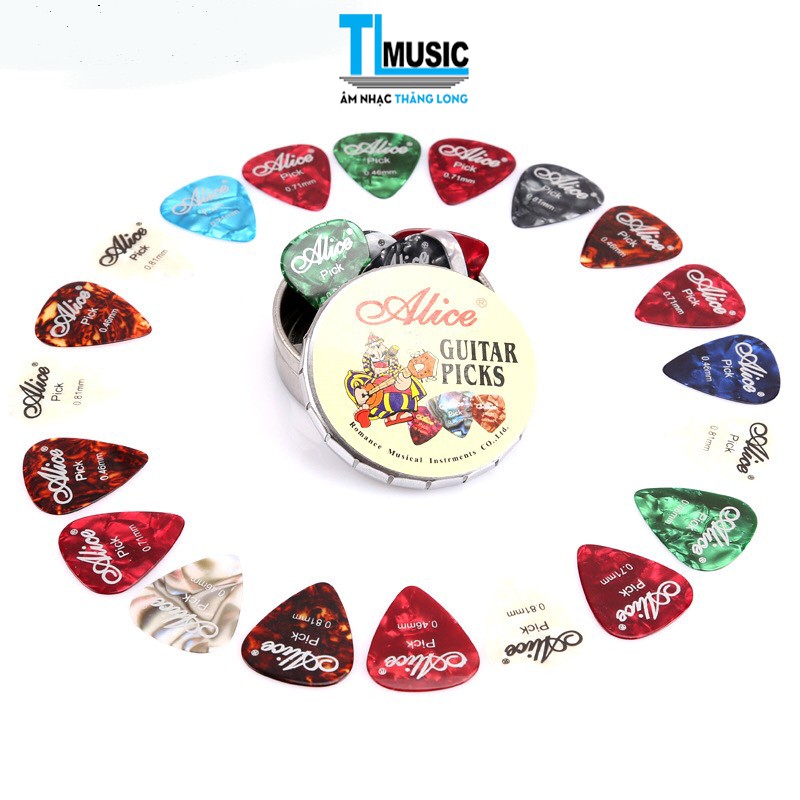 (HỘP 20-24C) Pick Guitar Nhiều Màu Khảm xà cừ cao cấp Alice