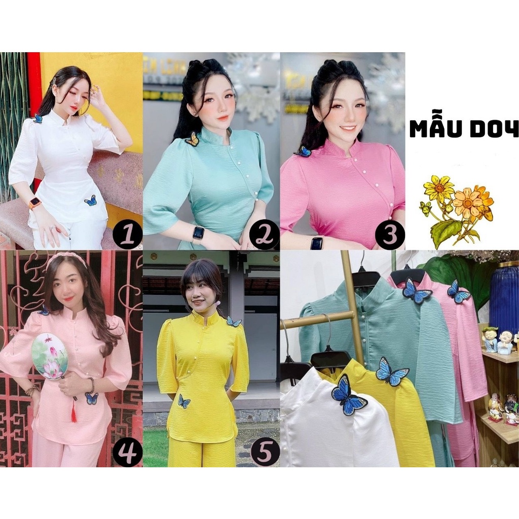 Đồ Lam Đi Chùa #Mẫu thêu Bướm# Quần Áo Nữ