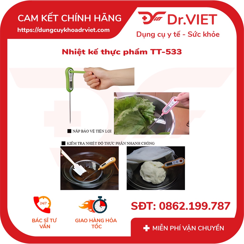 NHIỆT KẾ THỰC PHẨM TT-533 (ĐO NHIỆT ĐỘ THỰC PHẨM, SỬ DỤNG CHO CÁC HOẠT ĐỘNG ẨM THỰC) LUCASS - DR VIET