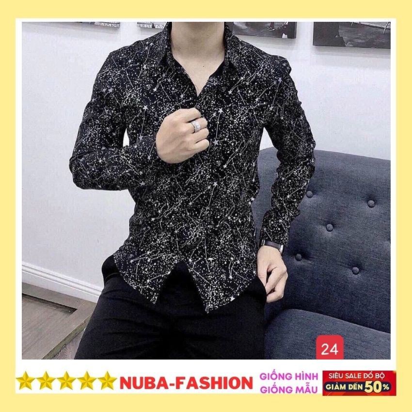 Áo sơ mi nam dài tay họa tiết,chất vải lụa,cá tính trẻ trung,NUBA 24 tcs | BigBuy360 - bigbuy360.vn