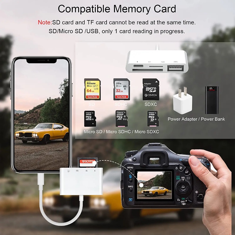 Đầu Đọc Thẻ Nhớ micro sd 4 Trong 1 Cho iphone 14 pro max 13 12 11 / xs