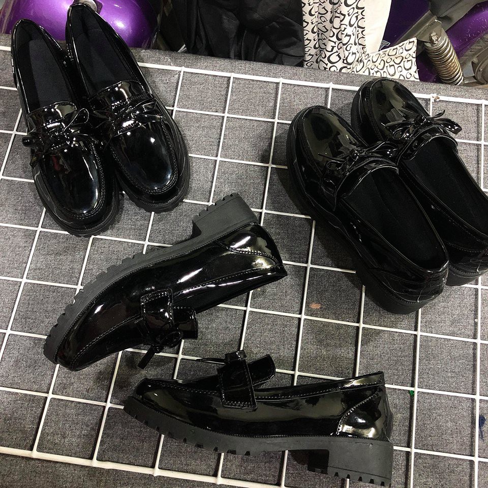 Giày lười da bóng thêm nơ nhỏ xinh xắn dễ thương mới | BigBuy360 - bigbuy360.vn