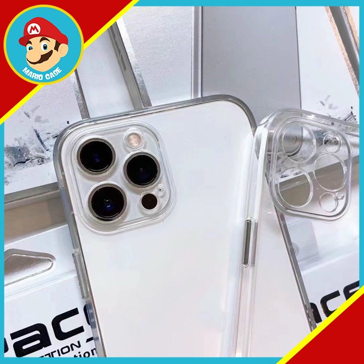 Ốp iphone Space chống sốc lưng cứng, viền dẻo, trong suốt chống ố, full hộp Cao Cấp - Mario Case