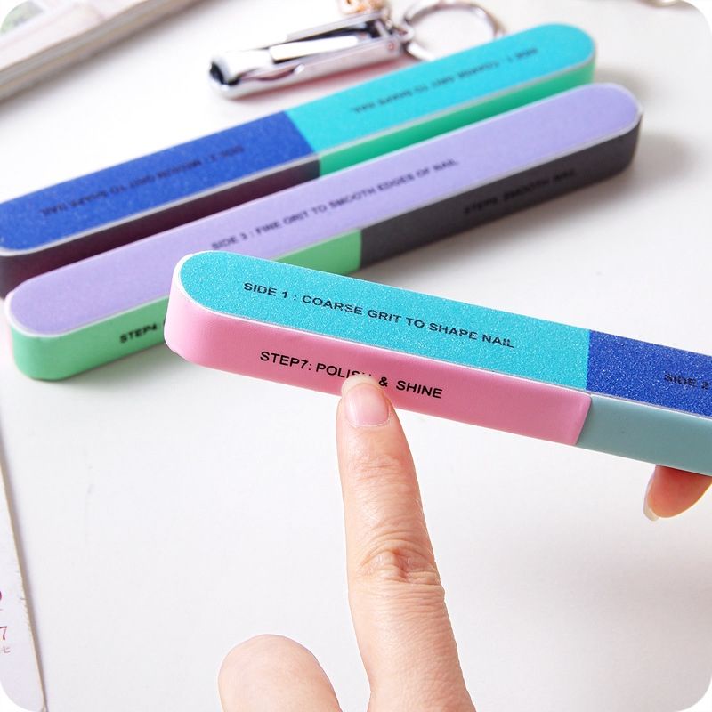 [ làm móng] Dụng cụ dũa móng chuyên nghiệp 6 mặt in màu sáng tạo tiện dụng - mặt nhám đa năng chuyên dụng