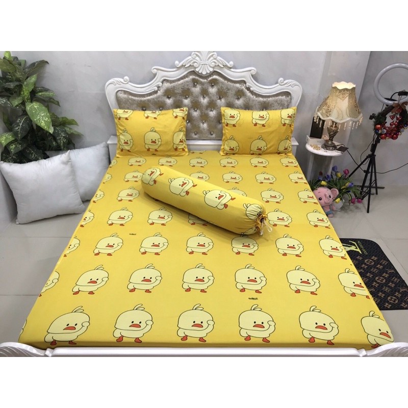 Bộ drap thun Hàn Quốc mẫu vịt vàng siêu đáng yêu