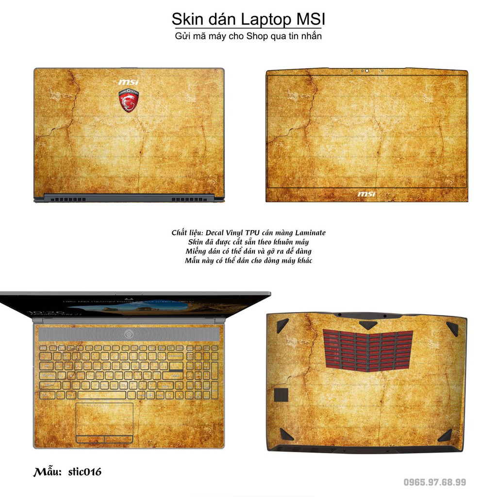 Skin dán Laptop MSI in hình Hoa văn sticker nhiều mẫu 3 (inbox mã máy cho Shop)