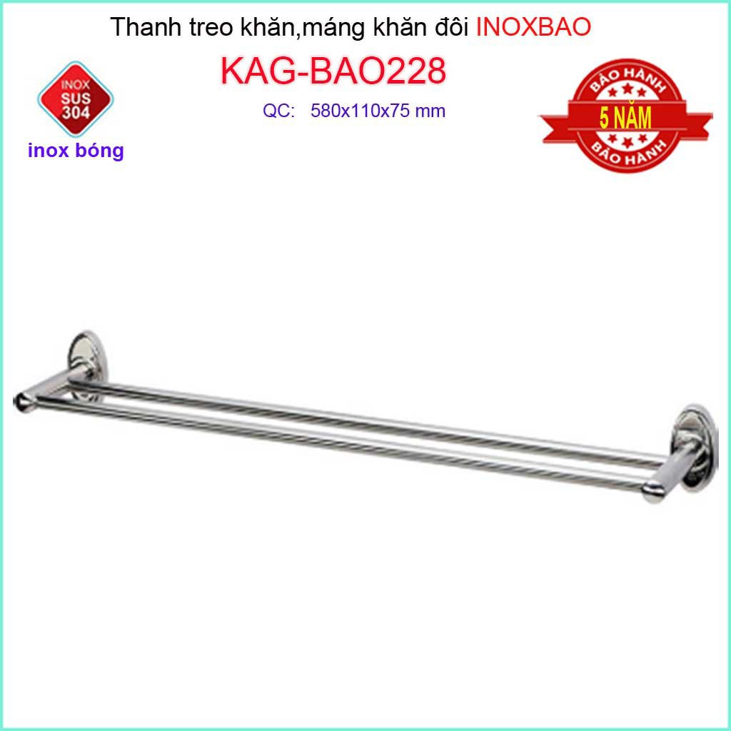 Thanh máng khăn Inox Bảo, thanh treo khăn inox 304, vắt khăn SUS304 KAG-BAO228