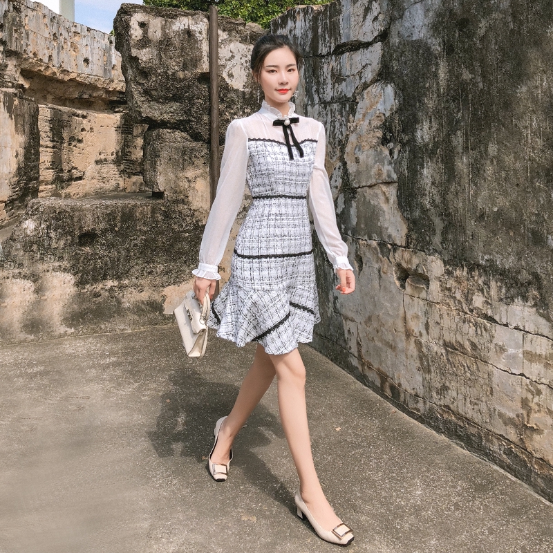Đầm dài tay phối bèo lá sen đính nơ xinh xắn ngọt ngào thời trang | BigBuy360 - bigbuy360.vn