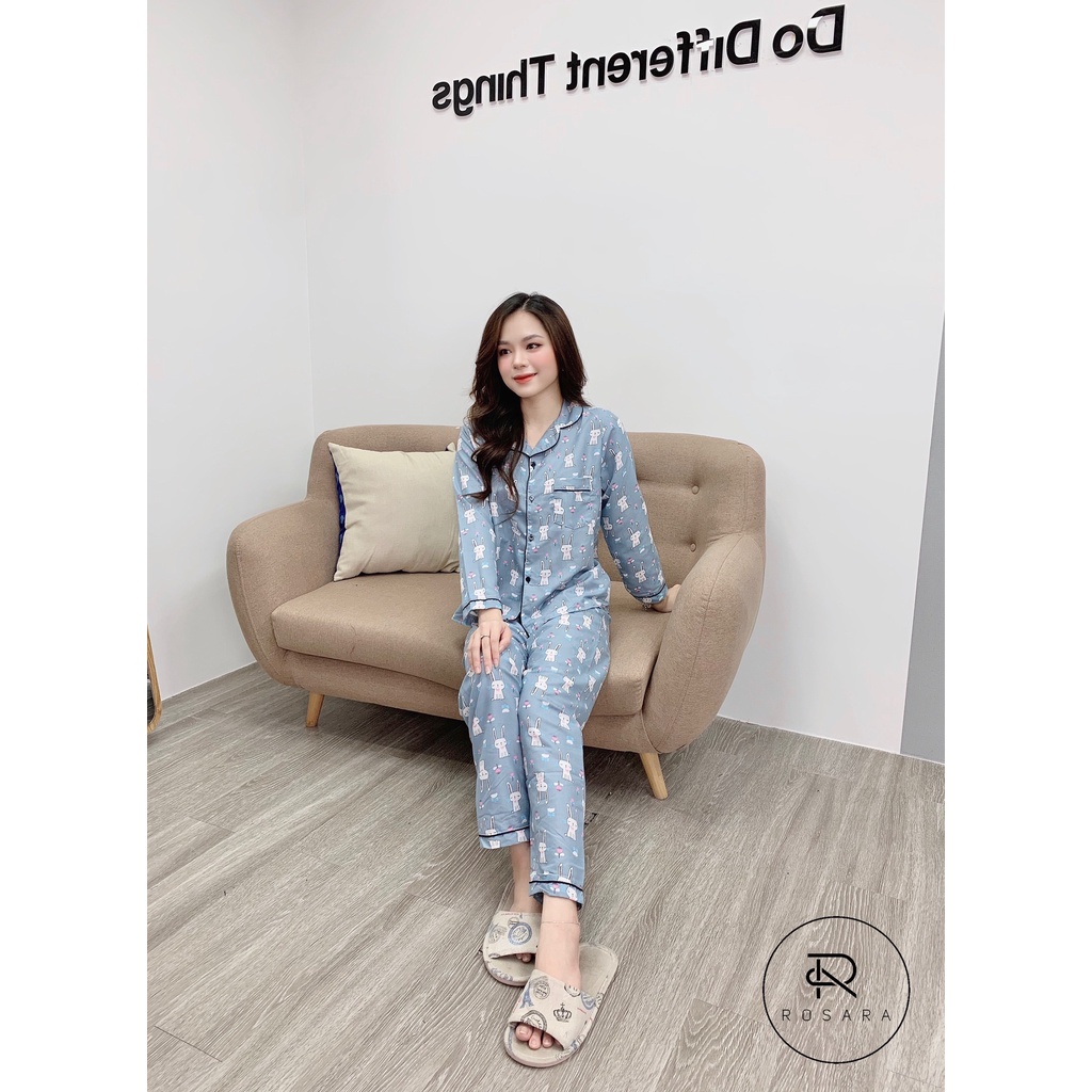 Bộ ngủ Pyjama kate dài tay họa tiết thỏ Rosara B41 | BigBuy360 - bigbuy360.vn