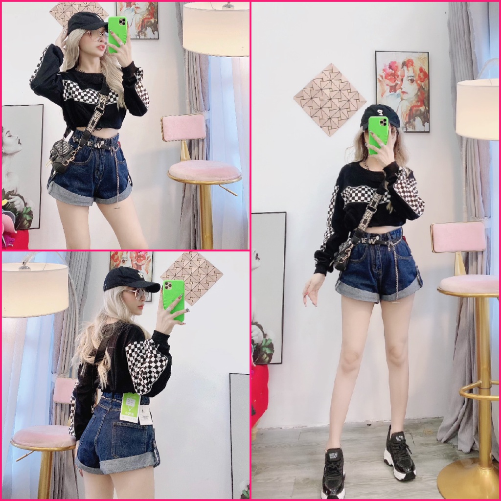 Quần shot săn lai trơn+nịt W hàng quảng châu chất jeans cao cấp co dãn m6262