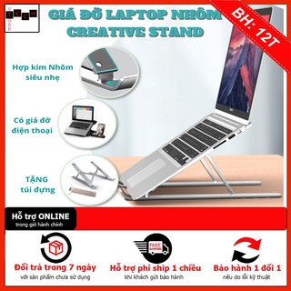 Giá đỡ laptop stand nhôm hỗ trợ tản nhiệt có thể gấp gọn chỉnh độ cao để laptop ipad macbook surface