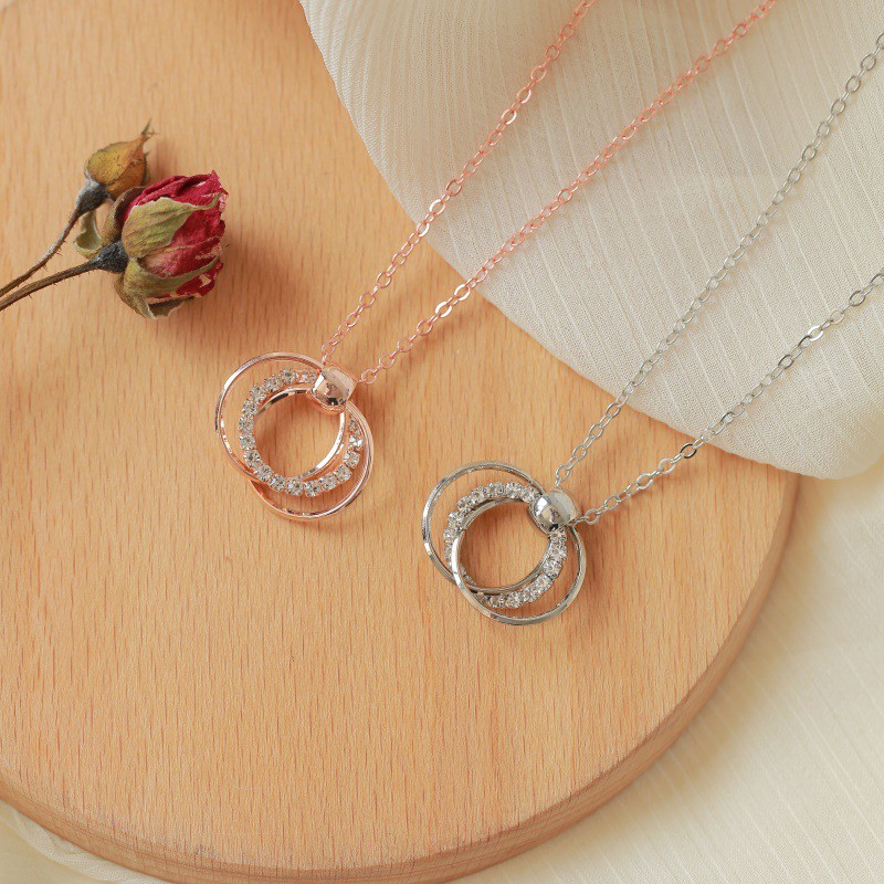 Dây Chuyền Hợp Kim Hình Tròn Đính Đá Tinh Tế