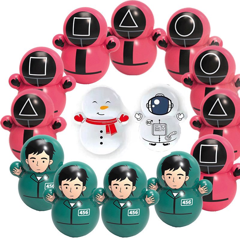 Lật Đật mini Hình Squid Game Và Doaremon Dễ Thương Siêu Đáng Yêu Đồ Chơi Cho Bé.