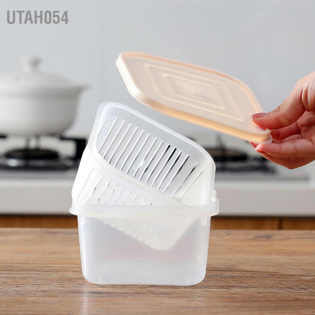 [Hàng Sẵn] Hộp bảo quản thực phẩm Cống rau hai lớp trong suốt cho nhà bếp gia đình【Utah054】