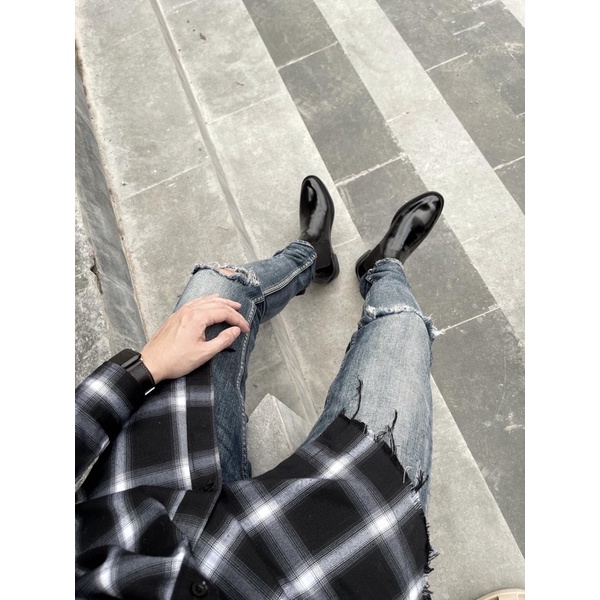 ChelseaBoots nam da bóng, giày bốt nâng chiều cao