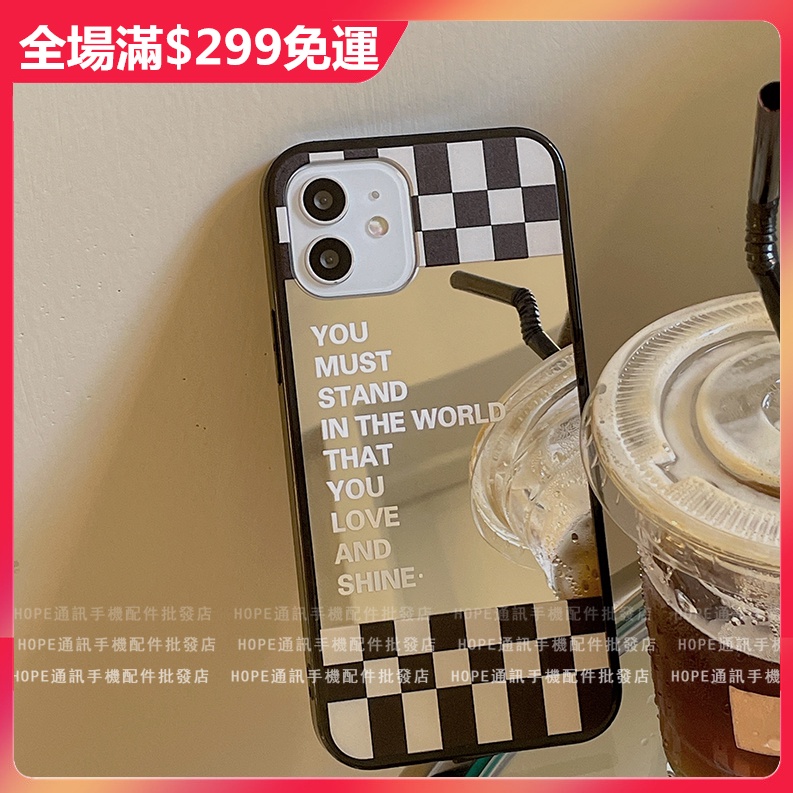 Ốp Điện Thoại Họa Tiết Kẻ Ô Mặt Gương Cho iPhone 13 11 12 Pro Max xr xs xmax 8plus