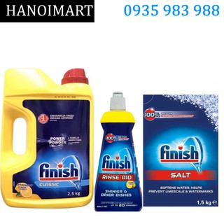 Combo Bột rửa bát Finish 2.5kg + Muối rửa chén 1.2kg + Nước làm bóng 1150ml