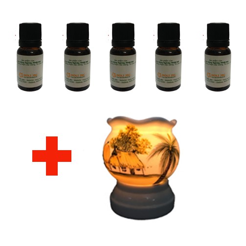[Combo 5 chai tinh dầu(10ml) và đèn xông tinh dầu điện size L(chọn tinh dầu)