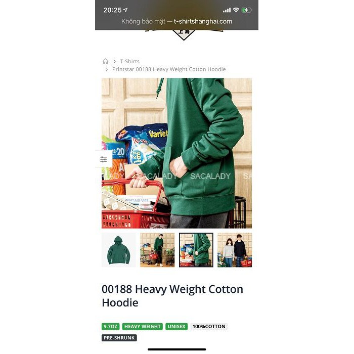 Áo Hoodie Unisex Printstar Cotton Da Cá - 2977/2978