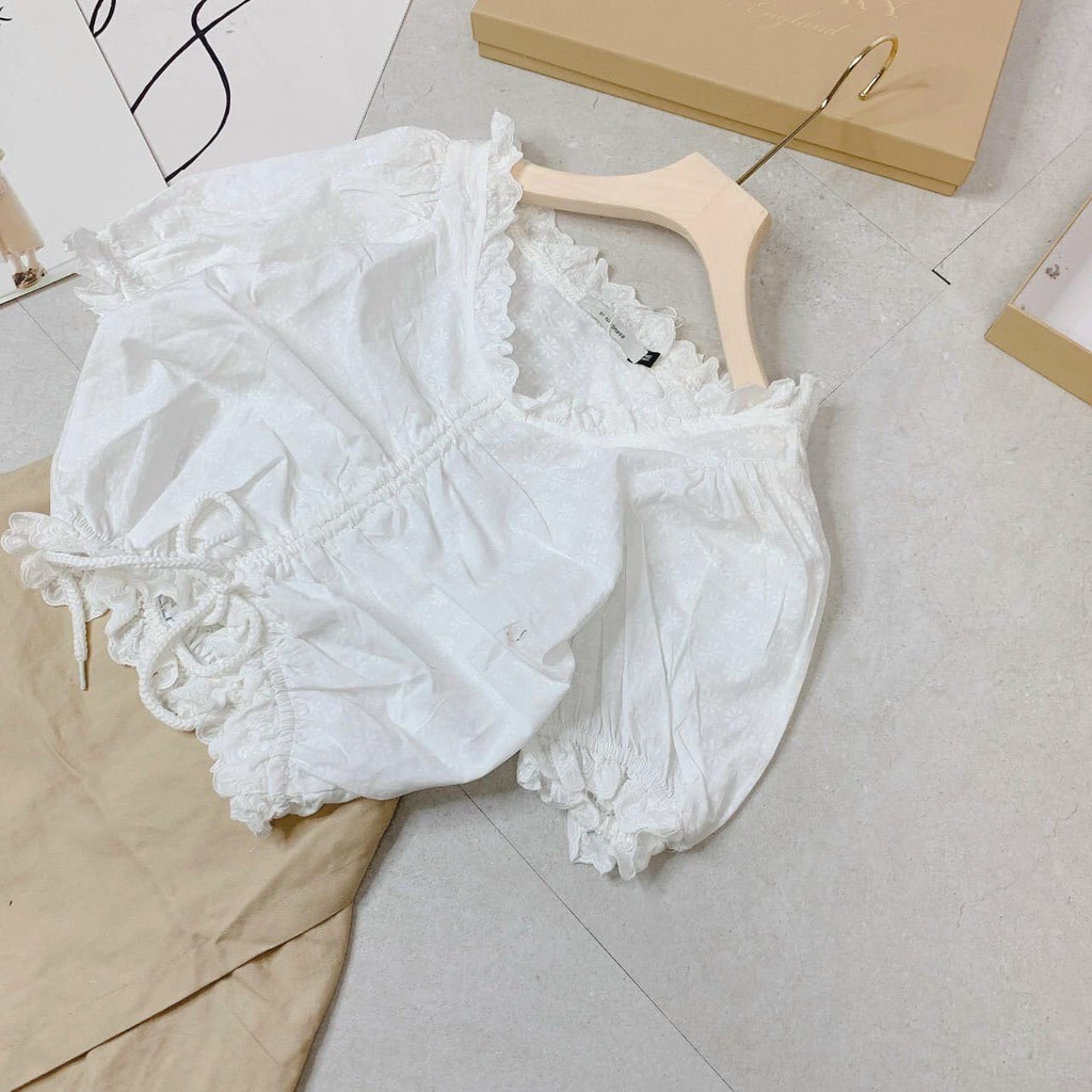 SET Áo sơmi chun ngực Thô viền ren croptop + CHÂN VÁY KAKi có lót kèm ảnh trước sau như hình