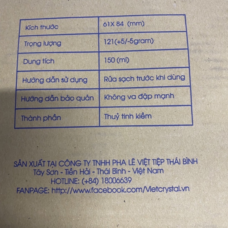 Hộp 12 Ly Thuỷ Tinh Việt Tiệp Crystal VTC 13 - 150ml trong suốt cao cấp, an toàn