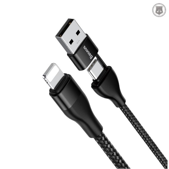 Dây Cáp sạc nhanh Baseus 2 in 1 Type-C to Lightning 18W +USB For iP 10W Data Cable For iPhone, iPad Chính Hãng