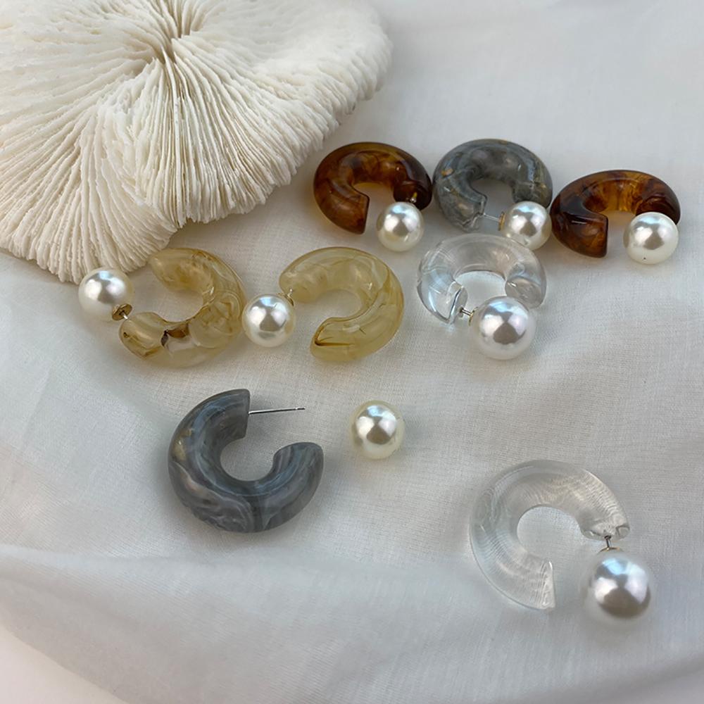 JARRED Bông Tai Dạng Vòng Thời Trang Hàn Quốc Bằng Resin Thanh Lịch Cho Nữ