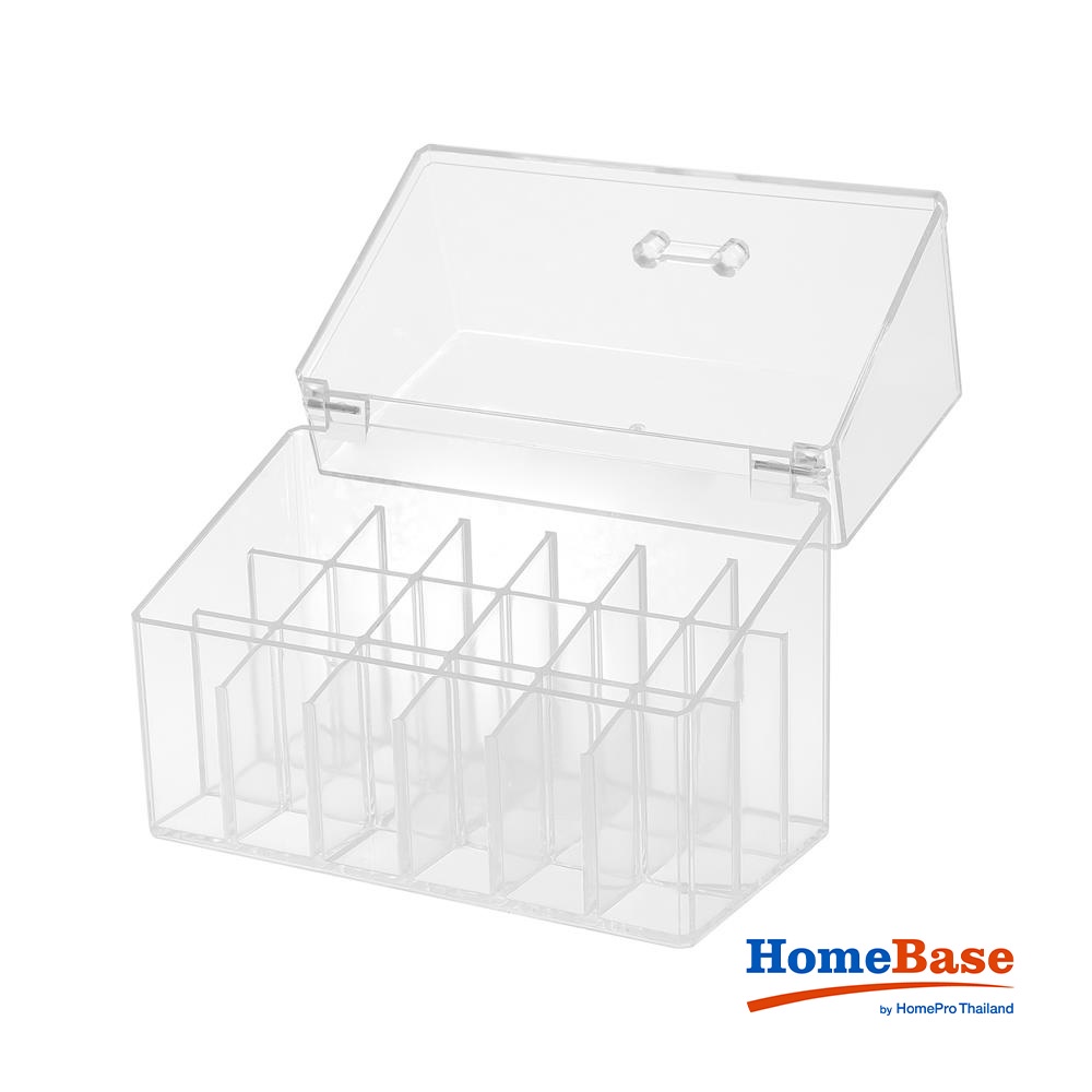 HomeBase STACKO Hộp đựng son 18 cây có nắp bằng nhựa GLOSSY W16.5xH12.3xD8.3cm màu trắng trong