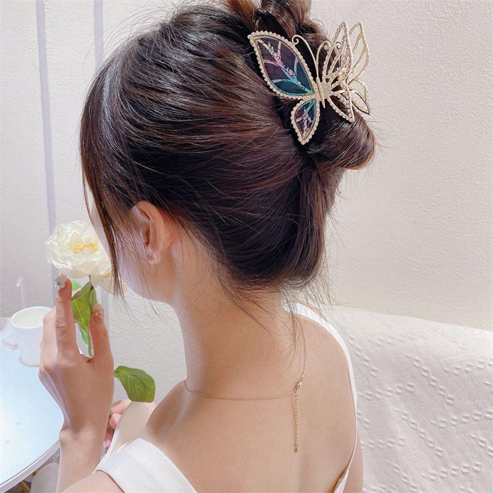 Kẹp Tóc Móng Vuốt Hình Bướm Rỗng Lớn Ngọt Ngào Cho Nữ BERNARDO|Kẹp Tóc Càng Cua Họa Tiết Hình Học Thời Trang Cho Nữ