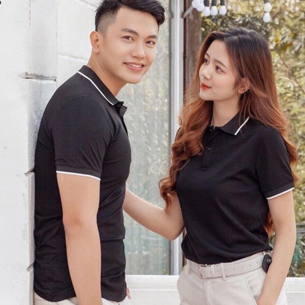 Áo thun polo nam nữ unisex có cổ đẹp Hamino basic ngắn tay chất vải thun cotton co giãn cao cấp màu trắng đen E2