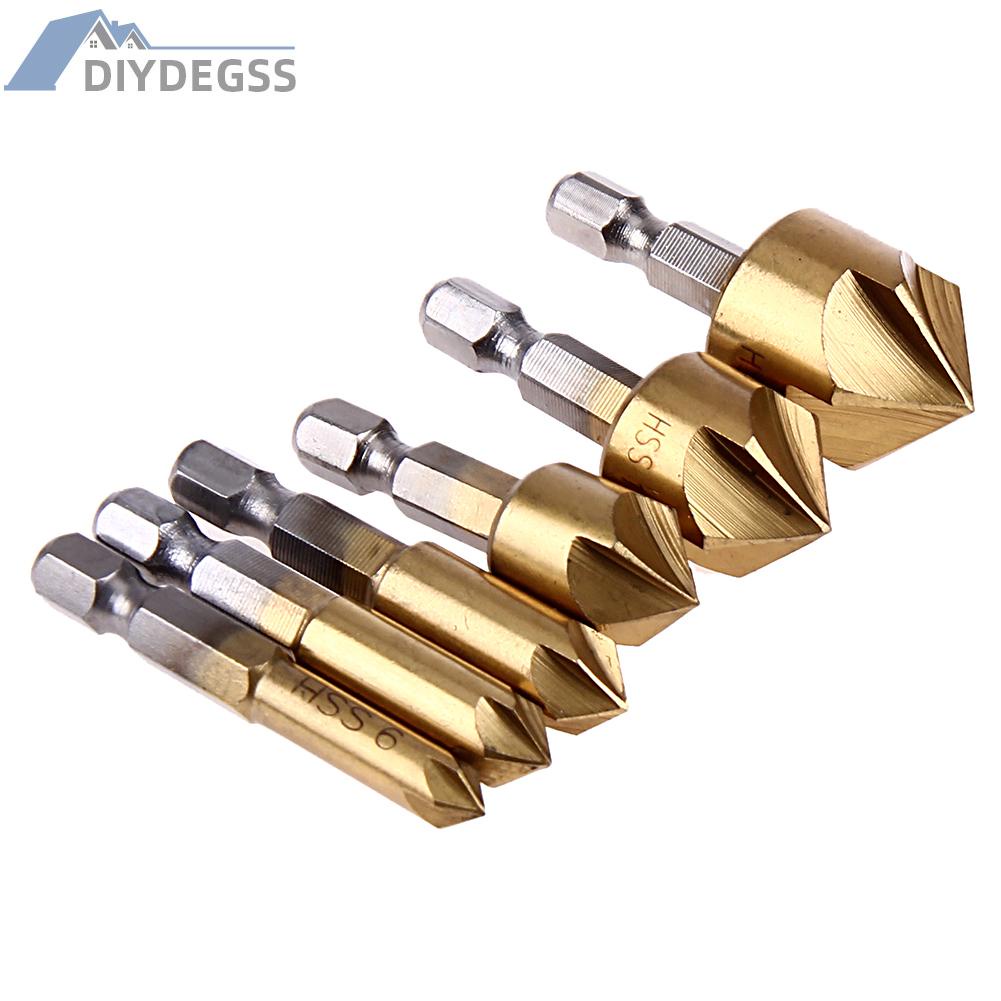 Diydegss2 6pcs/set Metric Woodworking Countersink Drill Bit 90 Degree Steel Wood Dril
