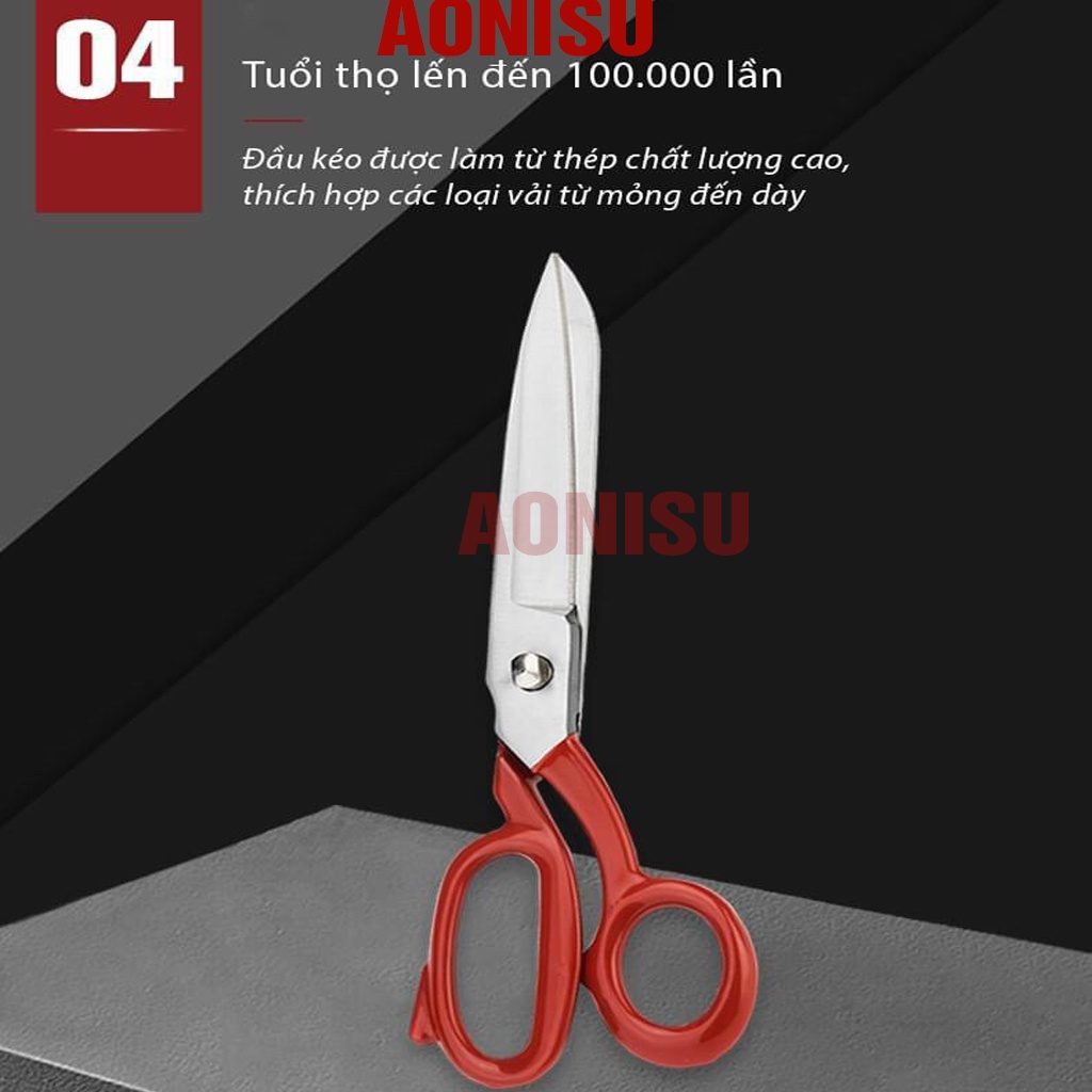 Kéo Cắt Vải Chuyên Nghiệp Chính Hãng PIN Thép Không Rỉ, Kéo Cắt May Chuyên Dụng Đa Năng Aonisu