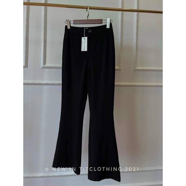 Quần loe vải xẻ trước, Quần vải ống loe cạp cao xẻ gấu QS826 - NhiNhi Shop