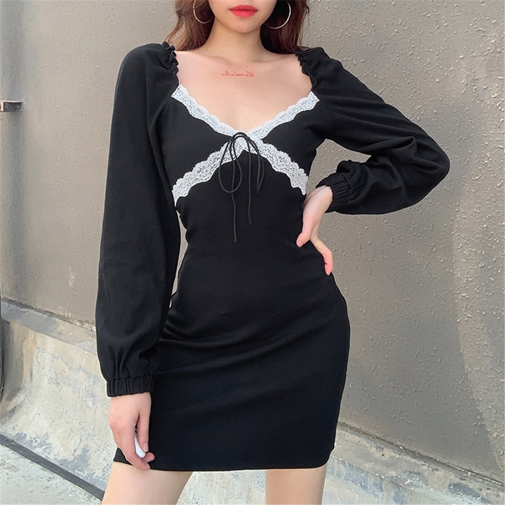 Đầm ren cổ V dài tay quyến rũ dành cho nữ | BigBuy360 - bigbuy360.vn