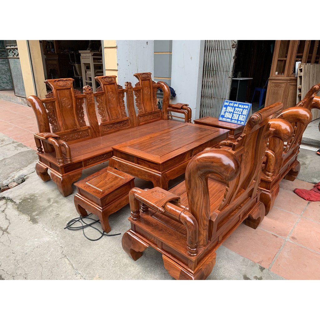 Bộ bàn ghế giả cổ tần thủy hoàng gỗ hương vân