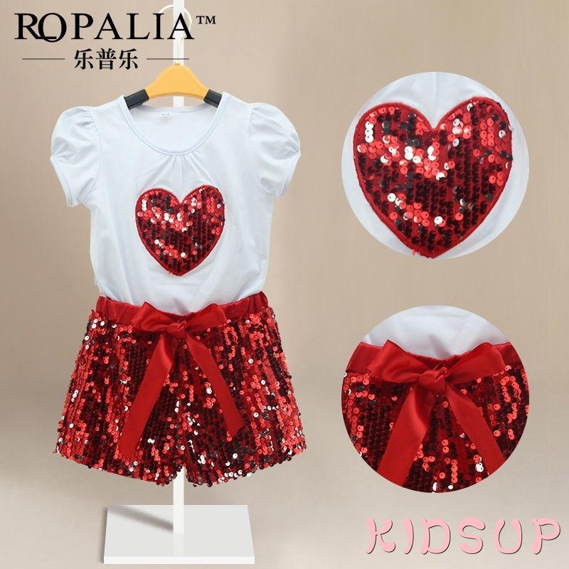 Set thời trang đính sequin lấp lánh cho bé gái