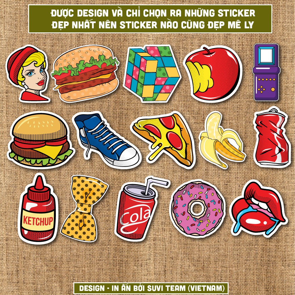 50 Sticker dán laptop Vintage Pop Art chống nước sticker dán laptop, điện thoại, đàn guitar, mũ bảo hiểm, vali. MSP: V10