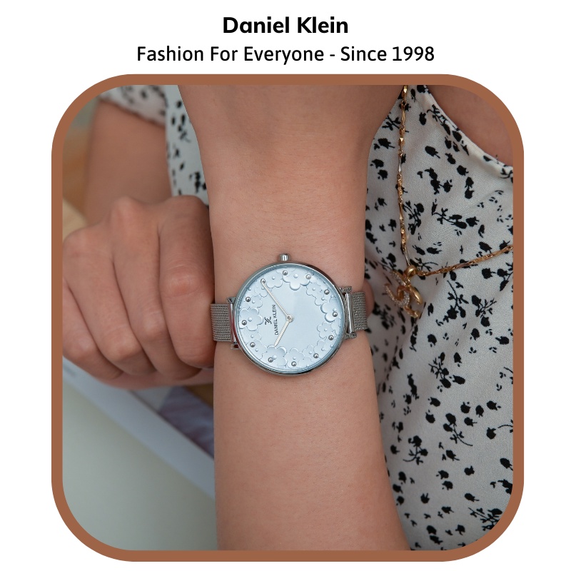 Đồng hồ nữ Daniel Klein Watch DK.1.12777 mặt nhỏ kính cứng chống xước, chống nước, dây thép đeo tay cao cấp chính hãng