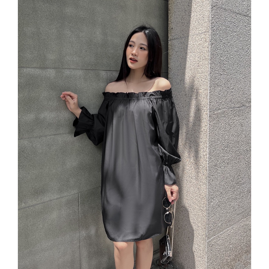 YU CHERRY | Đầm trễ vai phom suông, tay phồng, thun cổ tay, Minnie Off Shoulder Dress YD148