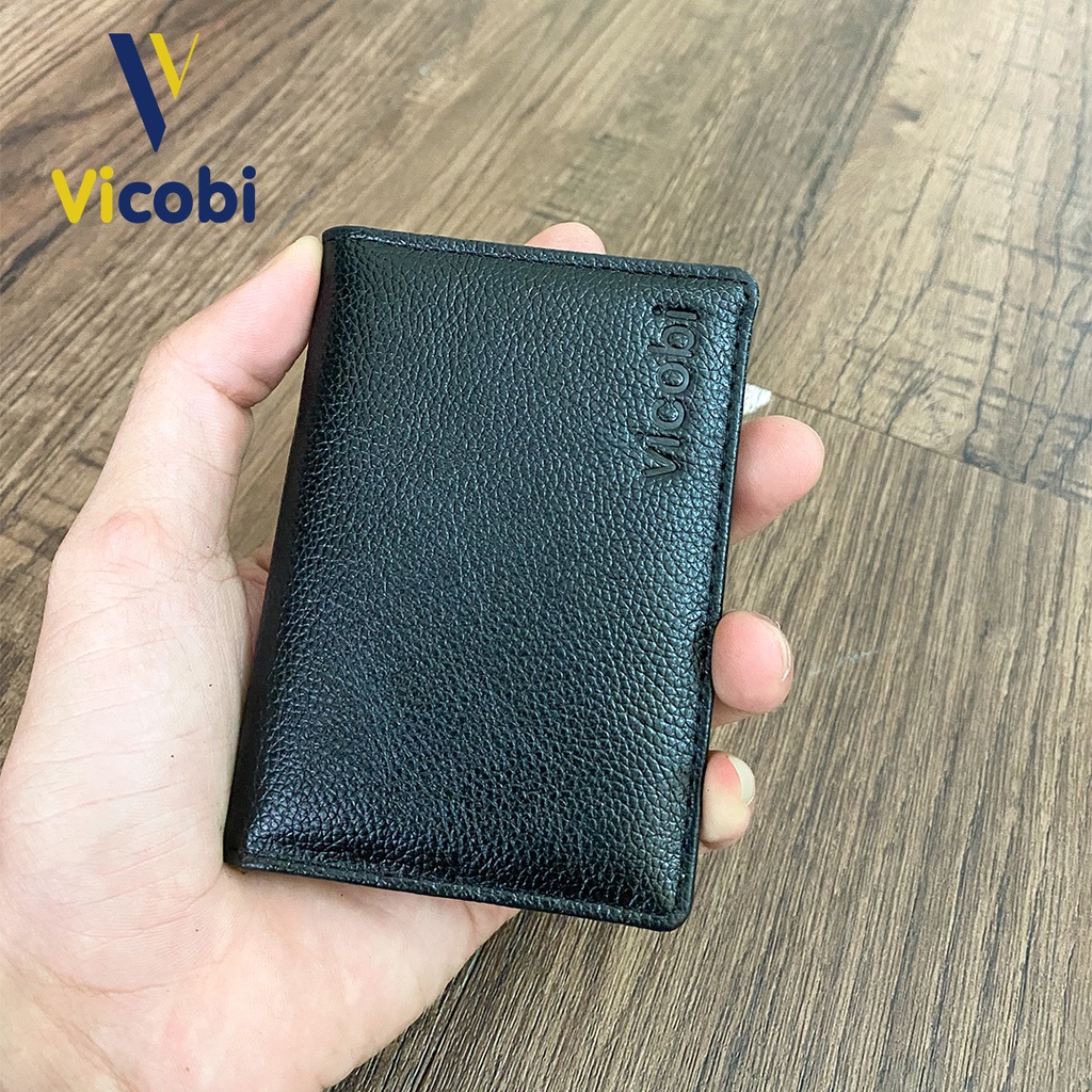 Ví mini cầm tay Da Bò Vicobi M1, Bóp nhỏ gọn bỏ túi đựng thẻ Card ATM, CMND, GPLX và bằng lái mới, Made in VietNam