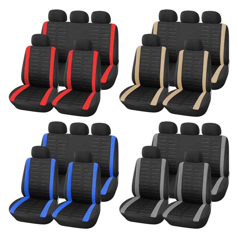 Set 9 Áo Bọc Ghế Ngồi Xe Hơi Màu Đen/Xanh Dương