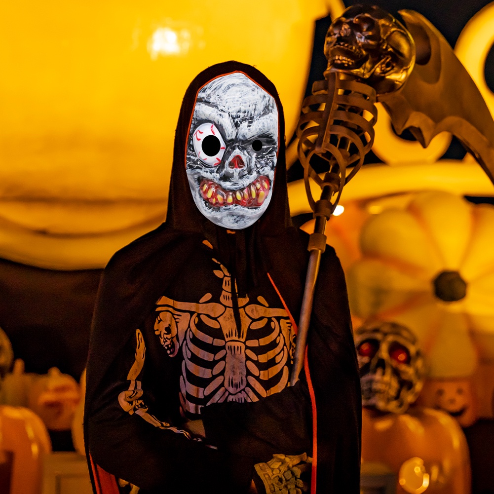 Mặt Nạ Kinh Dị Halloween Bắt Mắt Mặt Nạ Đầu Ma Bộ Xương Cả Người Đạo Cụ Đáng Sợ Biểu Diễn Múa Mặt Nạ Pvc
