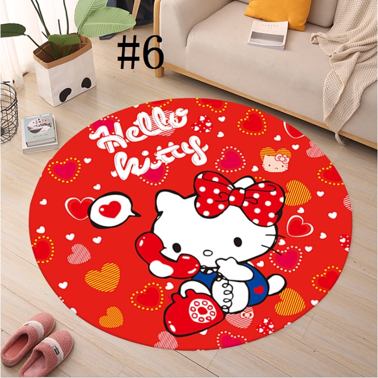 Thảm Chùi Chân Chống Trượt Hình Tròn Hello Kitty Dễ Thương 365