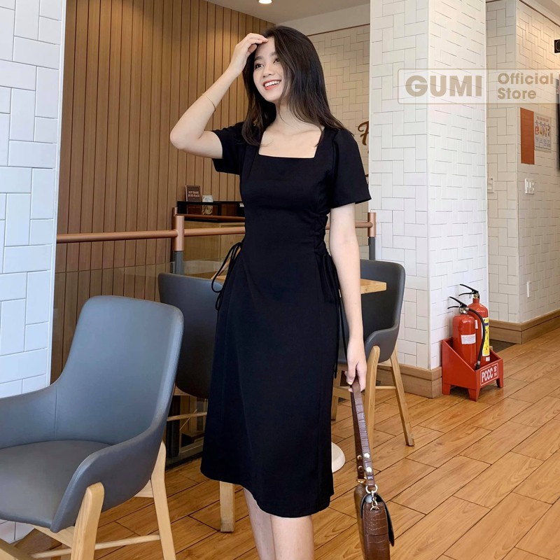 Váy cổ vuông dự tiệc dáng xòe tay phồng có dây rút eo - Đầm dài dự tiệc dáng xòe Gumi trẻ trung xinh đẹp GM2070 | BigBuy360 - bigbuy360.vn