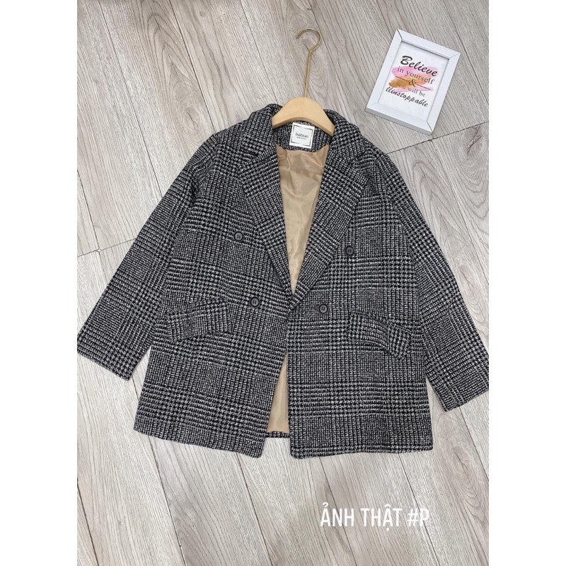 [Siêu Hot] Áo Dạ Kẻ Cổ Vest, Áo Khoác Dạ Kẻ 2Màu Siêu Xinh Có Ảnh Thật Kèm Video | BigBuy360 - bigbuy360.vn