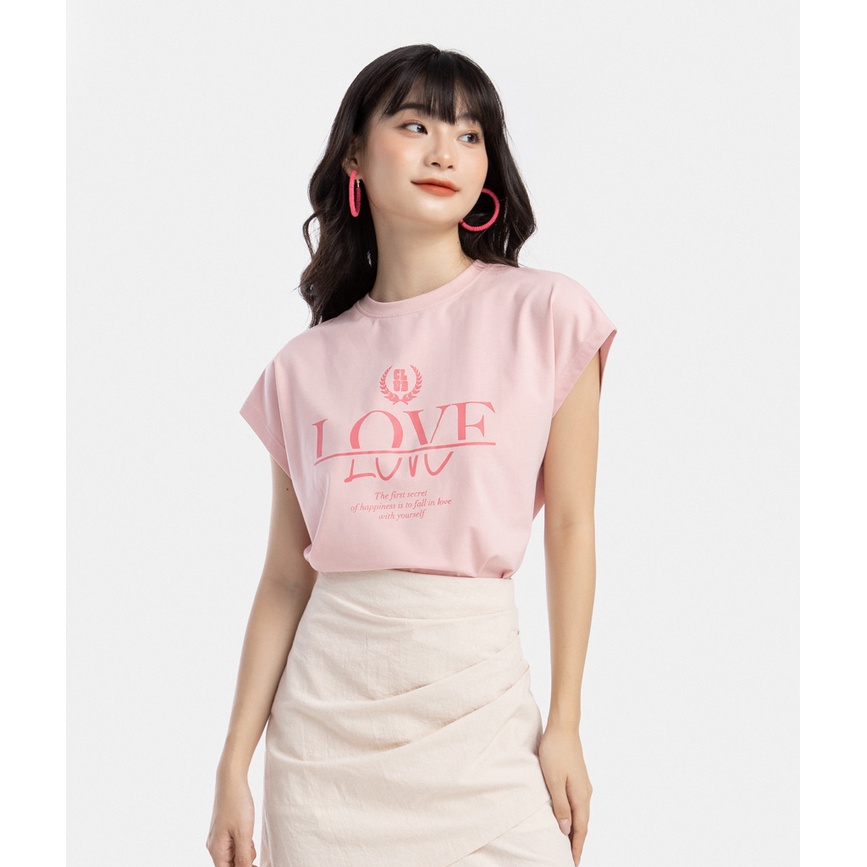 Áo thun nữ tay ngắn HNOSS in hoạ tiết Love HNATH024